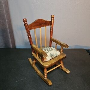 Wooden Doll Rocking Chair with Cushion